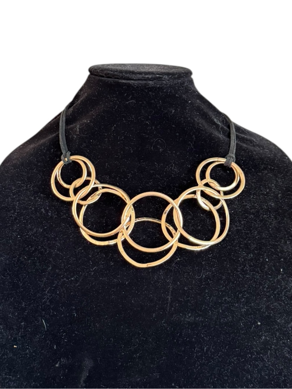 Spiraling Out Of Couture Gold Multi-Ring Chunky Statement Necklace Women Jewelry - Picture 3 of 8